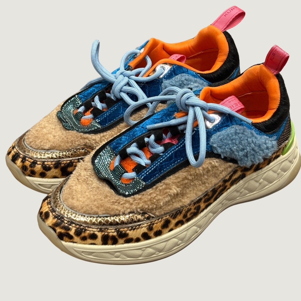 Kurt Geiger London Kensington Sneaker Multi Leopard Blue 7 Eclectic Maximalist